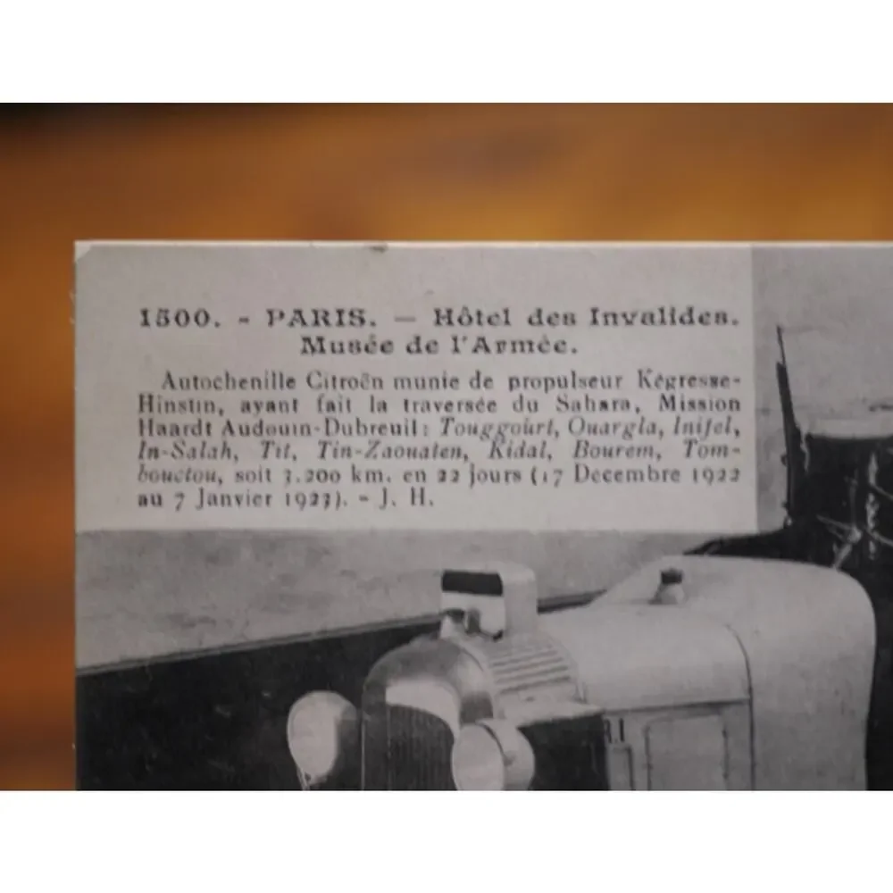 Vtg 1922 Kegresse Hinstin French Military Armored Desert Vehicle Tank Postcard